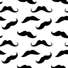 Vector mustaches seamless pattern in black and white