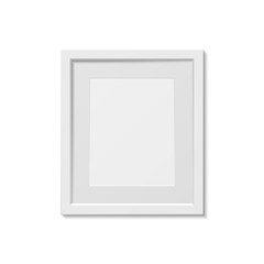 White picture frame template, isolated, vector illustration