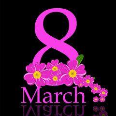 Fototapeta premium March 8 vector illustration. Postcard, template , banner. Dark background.