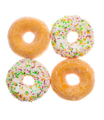 Assorted Donuts on white, various donuts
