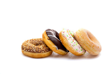 Assorted Donuts on white, various donuts
