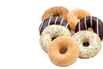 Assorted Donuts on white, various donuts
