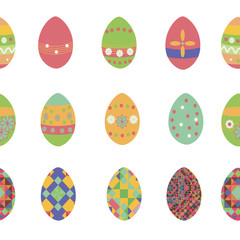  Easter eggs with   colorful pattern on an isolated background.