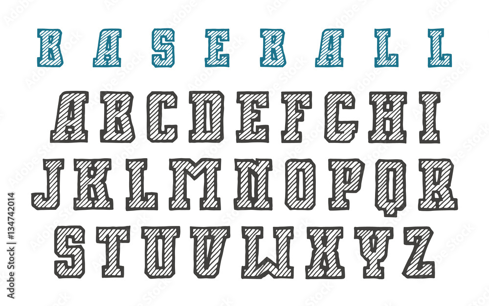 Fototapete decorative serif font in the style of hand-drawn graphics