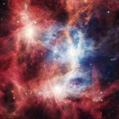 Fototapeta na wymiar Space nebula with bright stars and clouds