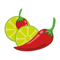 chili peper and lemon vector illustration design