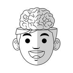 man with human brain icon over white background. vector illustration
