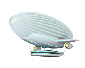 Balloon fly ship isolated on wnite. Future concept model. 3d illustration.