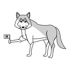wolf cartoon icon over white background. vector illustration