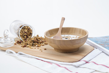 Fototapeta premium Granola served with milk