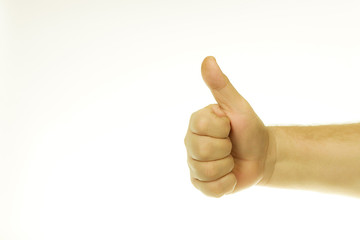 Hand in a gesture of acceptance on a white background