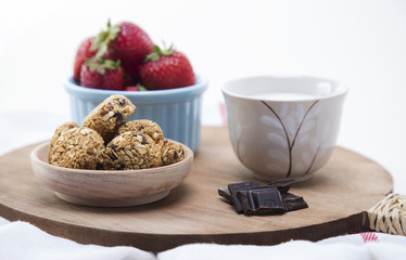 Granola served with milk