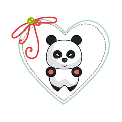 cute animal with frame heart vector illustration design