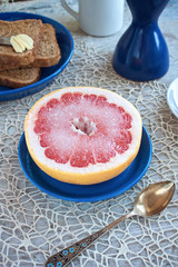 Grapefruit for breakfast selective focus