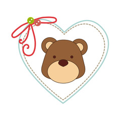 cute animal with frame heart vector illustration design