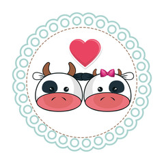 cute animal with circular frame vector illustration design