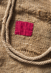 Burlap with red patch