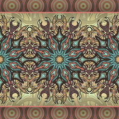 Ornate floral seamless texture, endless pattern with vintage mandala elements.