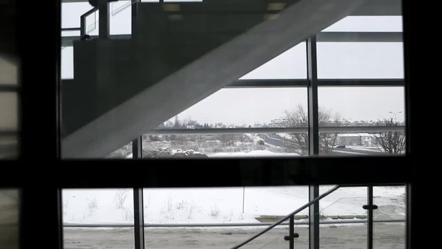 Modern elevator in motion
