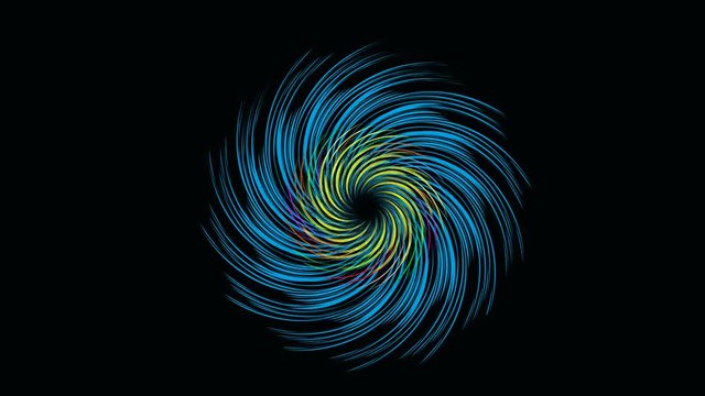Colorful circular spiral rotating background.Multicolor digital rotating circles.Animation of rotation color vortex.Background for use with music videos.