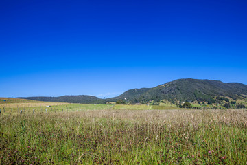 Fototapeta premium Countryside landscape under deep blue sky