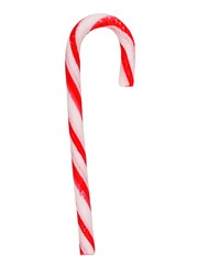 Christmas candy cane isolated on white, with clipping path