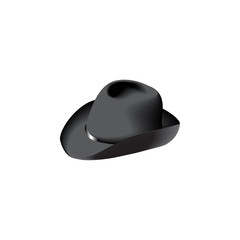 Homburg hat, black, isolated, illustration