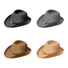 Set isolated hats, different colors, raster image