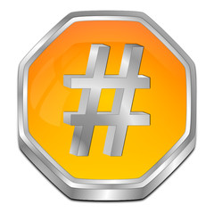 Hashtag Button - 3D illustration