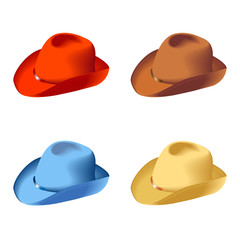 Set isolated hats, colors, raster image