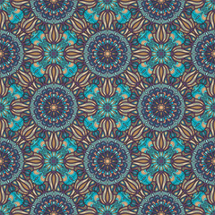 Ornate floral seamless texture, endless pattern with vintage mandala elements.