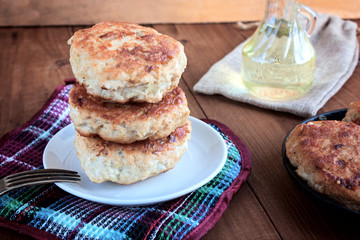 Chicken cutlets selective focus