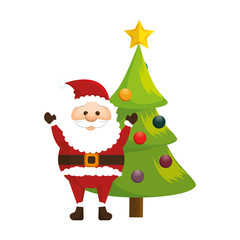 happy merry christmas santa claus card vector illustration design