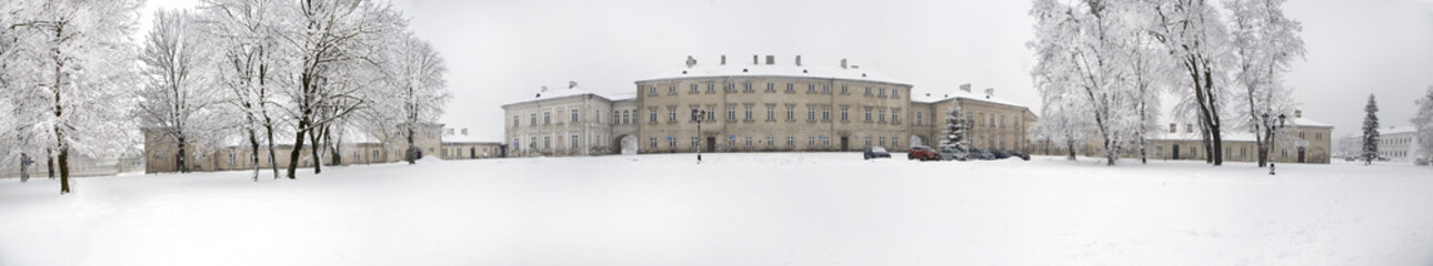 Zamosc - Renaissance city - view of the Zamoyski Palace in winte