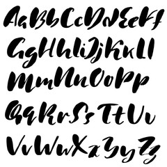 Hand drawn font made by dry brush strokes. Grunge style alphabet