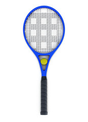 Tennis racket and ball isolated. 3d rendering