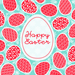 Happy easter. Holiday card with Easter eggs.
