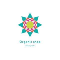 Obraz premium Bright and juicy beautiful circular logo for organic shop, eco product.