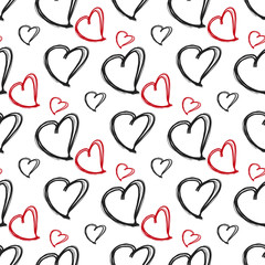 Romantic seamless pattern. Vector pattern with heart shape. Hand drawn pattern.