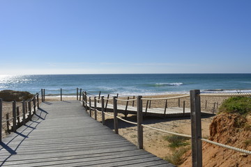 Fototapeta na wymiar Walk way Bridge to Beach in Portugal