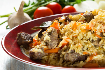 Pilaf on the dining table
