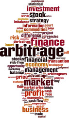 Obraz premium Arbitrage word cloud concept. Vector illustration
