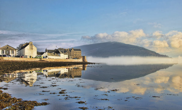 Misty morning at Inveraray Loch Fine Argyll Scotland  