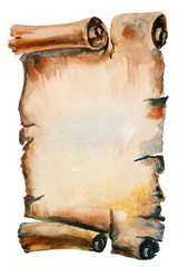 Old, Dry Paper With Torn Edges Curled Isolated on a White Background for menu