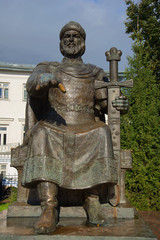 The monument to russian Prince Yuri Dolgoruky close up. Kostroma