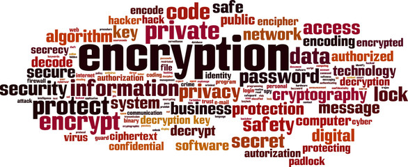 Encryption word cloud concept. Vector illustration