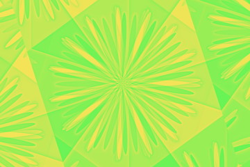 Fototapeta premium Illustration of an abstract yellow and green umbrella