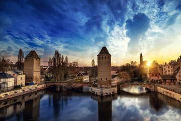 Ponts couverts Strasbourg France - obrazy, fototapety, plakaty
