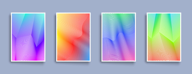 Covers with linear shapes pattern. Colorful gradient. Applicable for Banners, Placards, Posters, Flyers and Banner Designs. Eps10 vector template. - obrazy, fototapety, plakaty