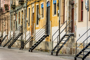 Fototapeta premium colorful facades at downtown bilbao, spain
